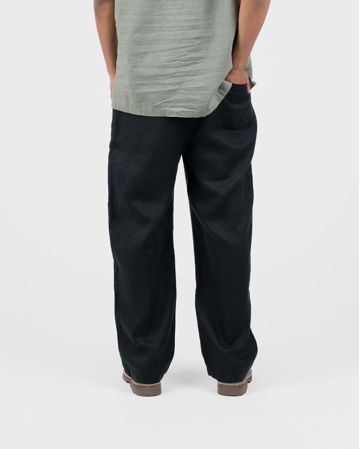 Baggy 100% hørbukser Sort | Skagen - clothing.dk