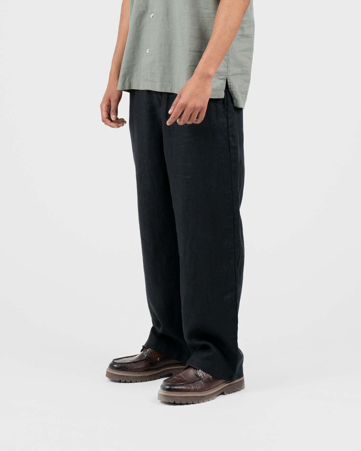 Baggy 100% hørbukser Sort | Skagen - clothing.dk