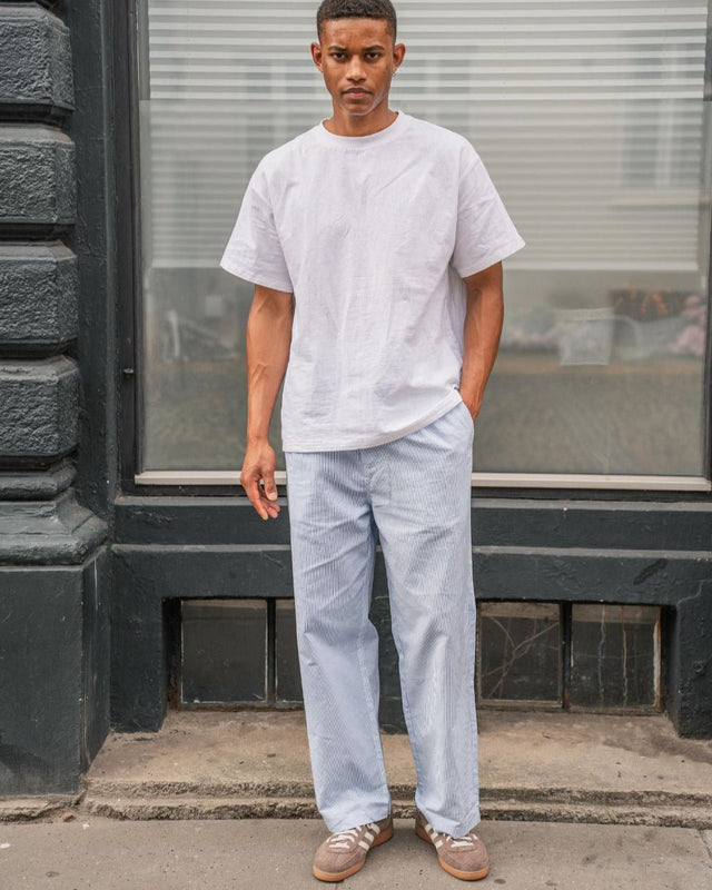 Baggy Hørbukser Blå stribet | Skagen - clothing.dk