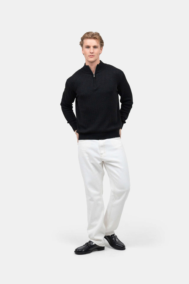 Half Zip Strik Sort |  Skagen-clothing.dk