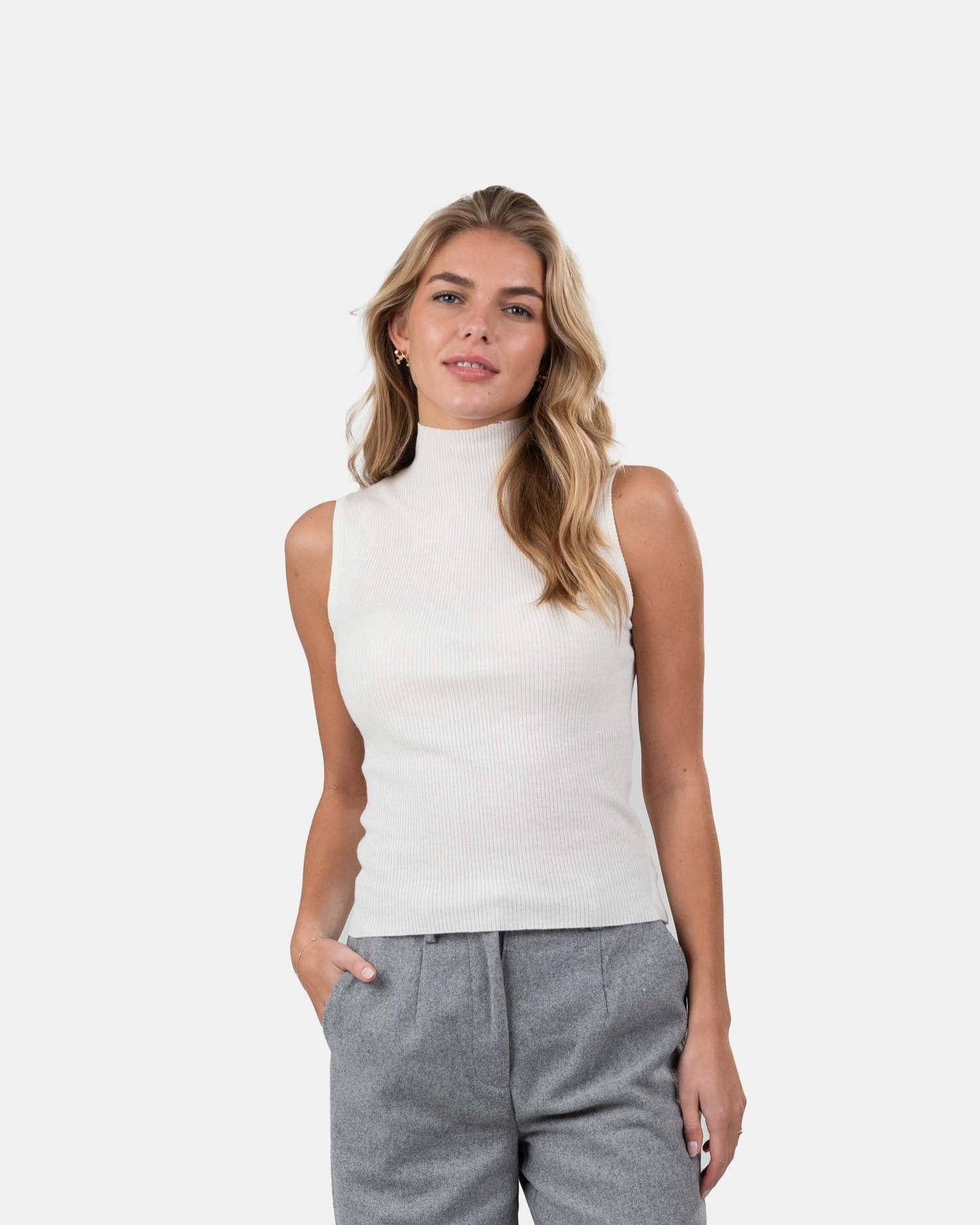 Highneck knitted Top Hvid | Skagen - clothing.dk