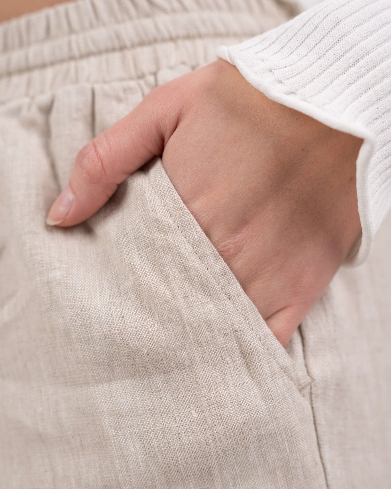 Hørbukser Højtaljede Beige | Skagen - clothing.dk