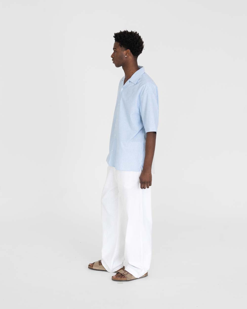 Kortærmet Hørskjorte Lyseblå Stribet | Skagen - clothing.dk