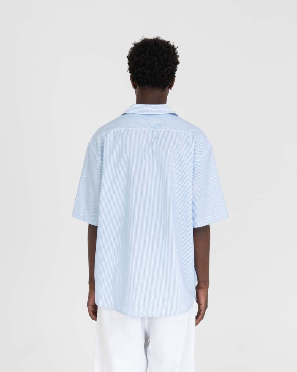 Kortærmet Hørskjorte Lyseblå Stribet | Skagen - clothing.dk