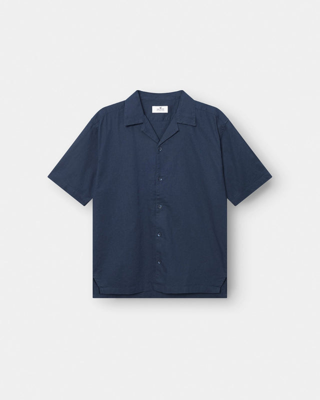 Kortærmet Hørskjorte Navy | Skagen - clothing.dk