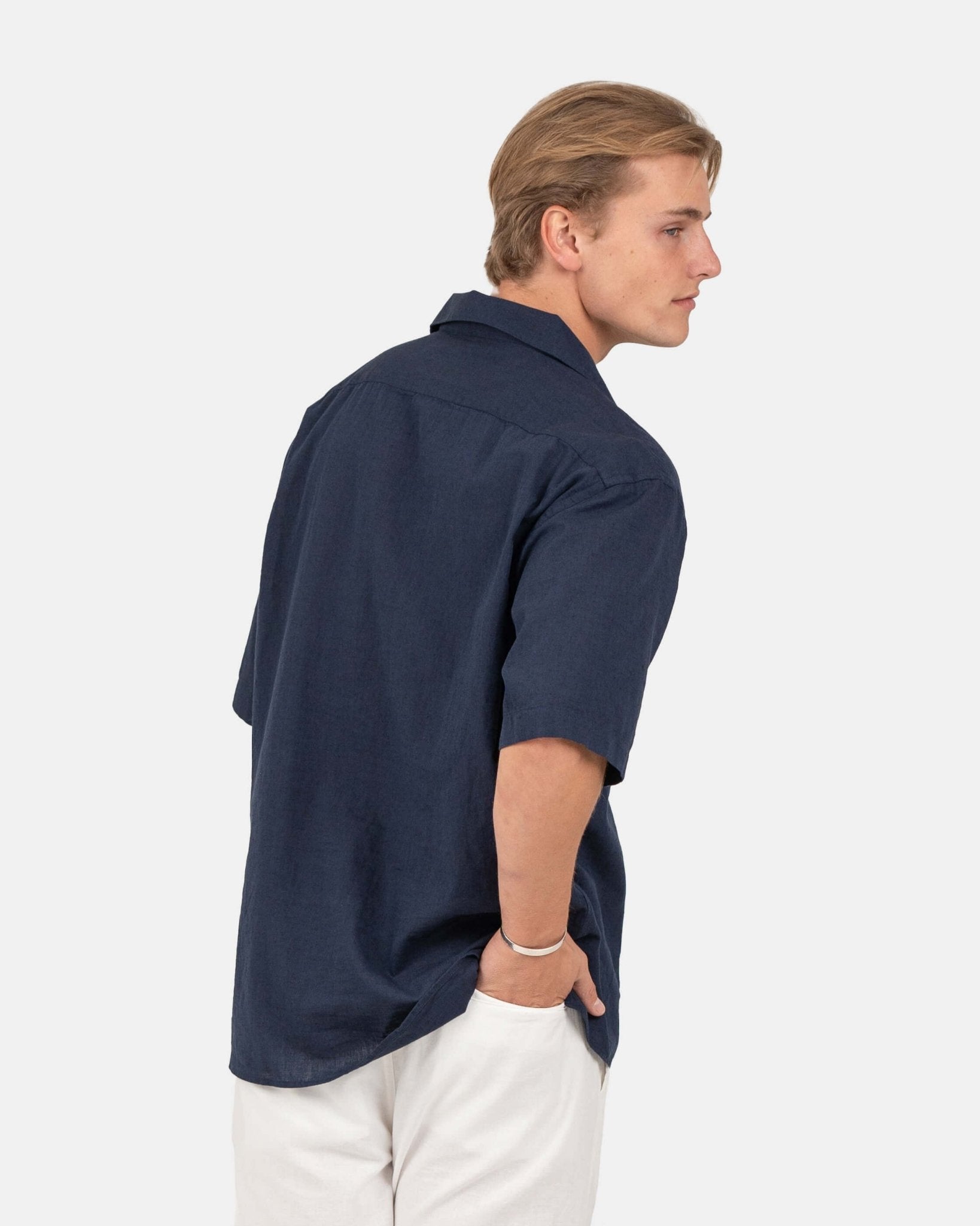 Kortærmet Hørskjorte Navy | Skagen - clothing.dk