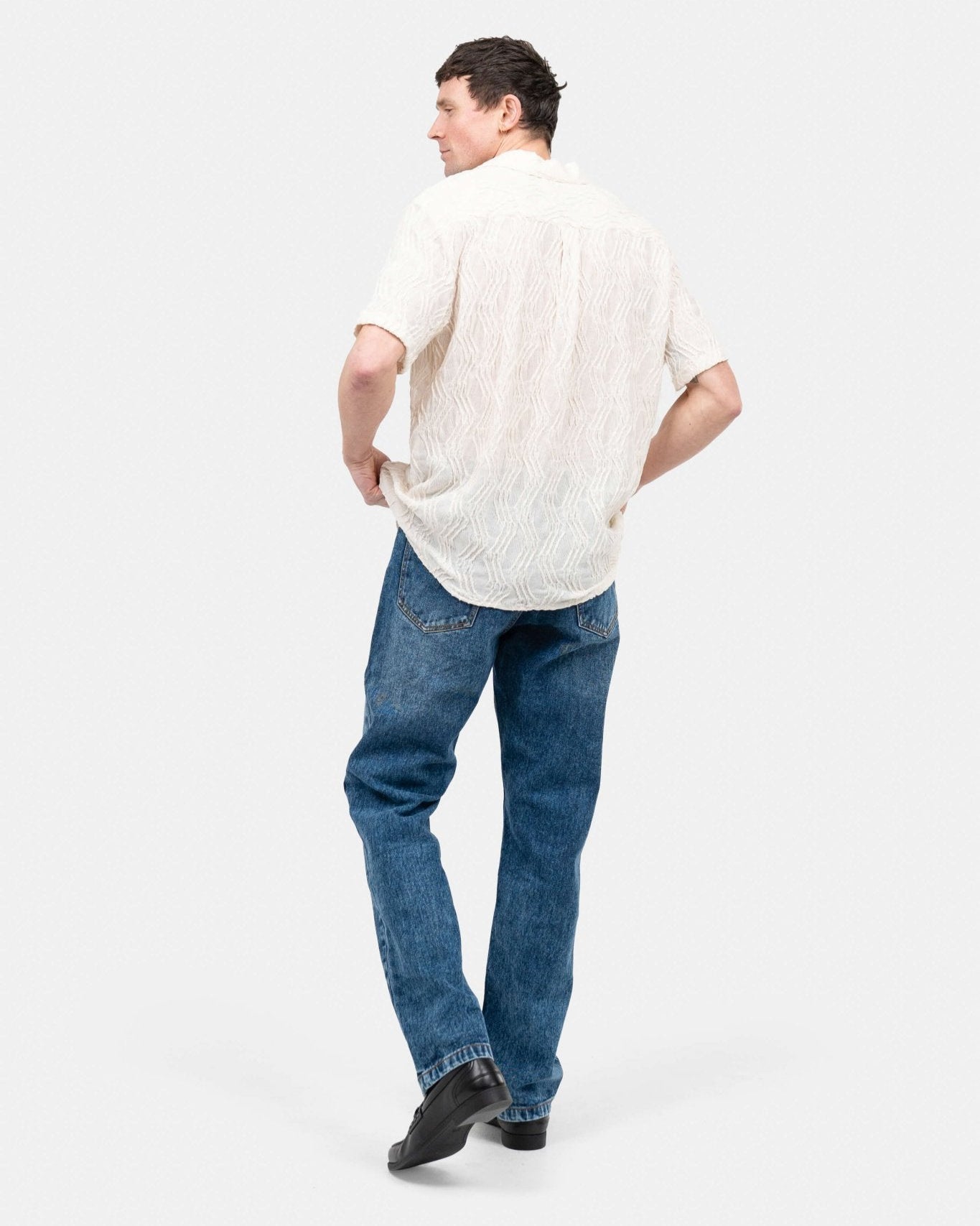 Kortærmet Jacquard Skjorte Cremehvid | Skagen - clothing.dk