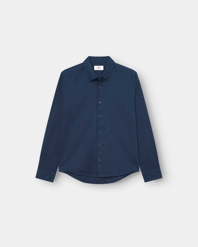 Langærmet Hørskjorte Navy | Skagen - clothing.dk